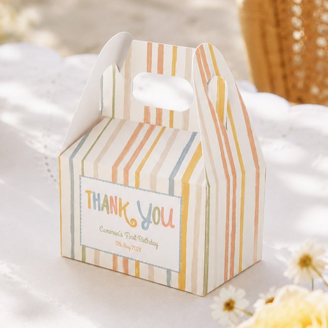 Colourful Stripes 1st Birthday Favour Box (Creator Uploaded)