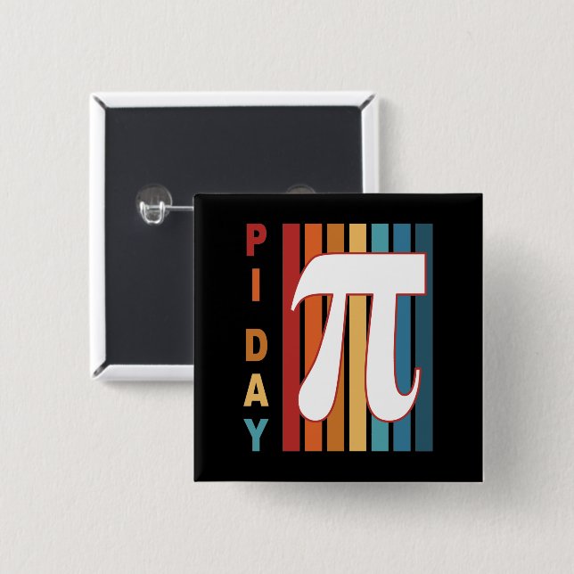 Colourful Stripes 3.14 Pi Day 15 Cm Square Badge (Front & Back)