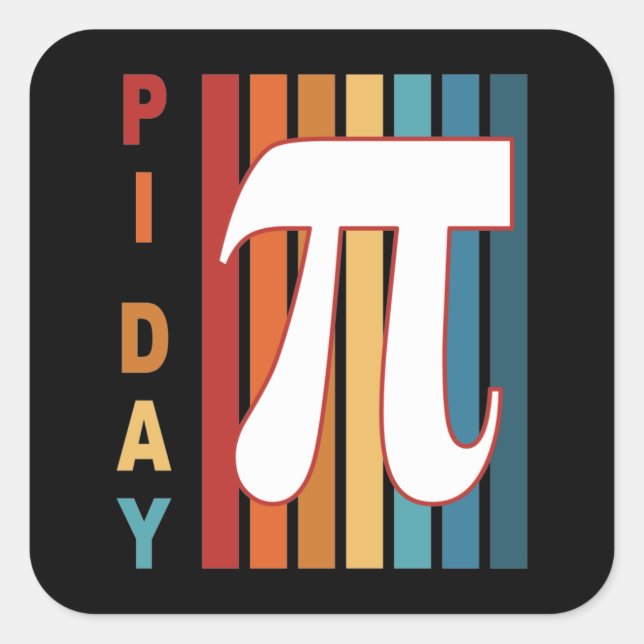 Colourful Stripes 3.14 Pi Day Square Sticker (Front)