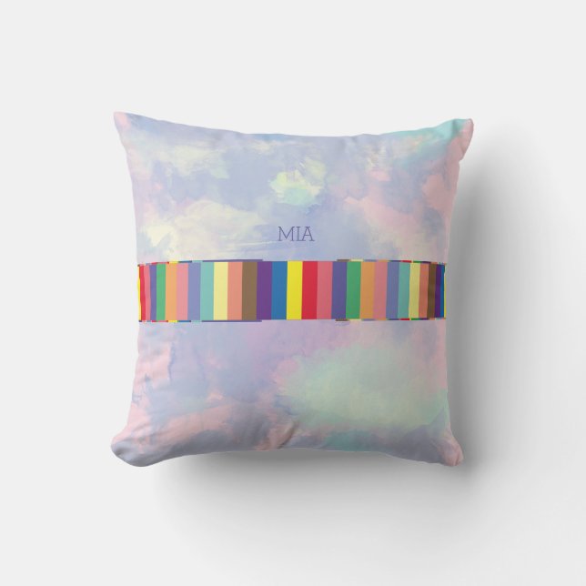 colourful stripes, abstract & geometric, custom outdoor cushion (Front)