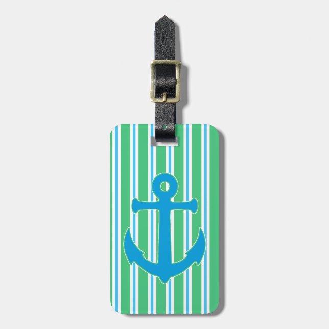 Colourful Stripes and Anchor Custom Luggage Tag (Front Vertical)