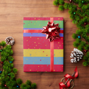Colourful Stripes and Stars Wrapping Paper