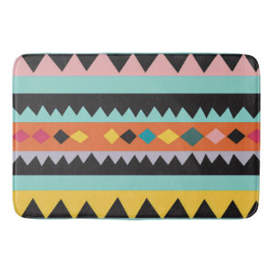 colourful stripes and triangles Pattern mix Bath Mat