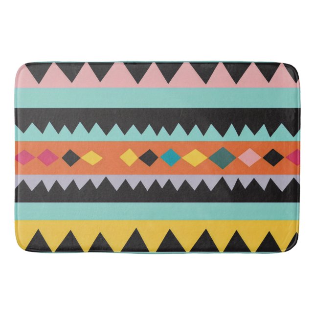 colourful stripes and triangles Pattern mix Bath Mat (Front)