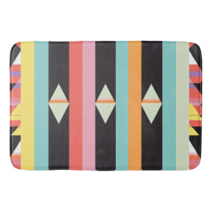 colourful stripes and triangles Pattern mix Bath Mat