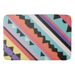 colourful stripes and triangles Pattern mix Bath Mat