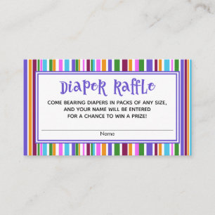 Colourful Stripes Baby Shower Diaper Raffle Cards