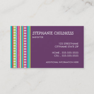 Colourful Stripes Babysitting Business Card
