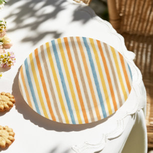 Colourful Stripes Birthday Paper Plate