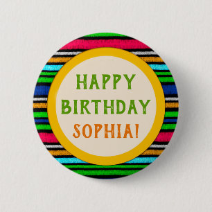 Colourful Stripes Birthday Party Favour 6 Cm Round Badge