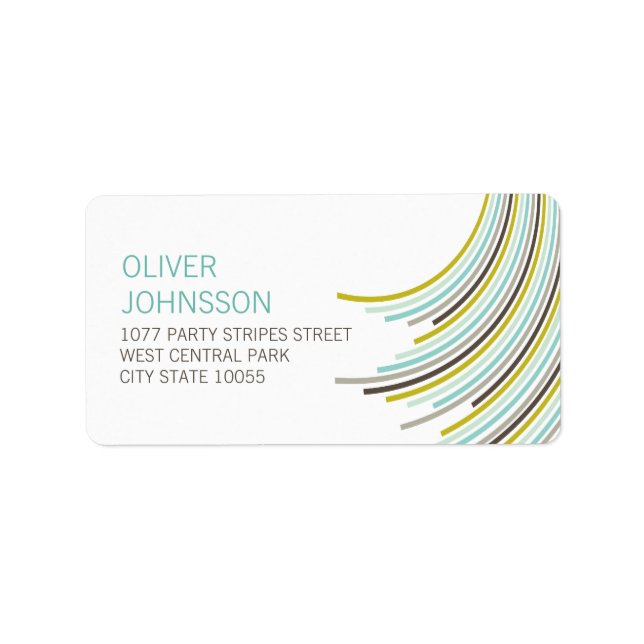 Colourful Stripes Birthday Party Modern Address Label (Front)