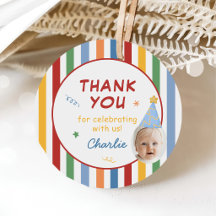 Colourful Stripes Boy 1st Birthday Photo