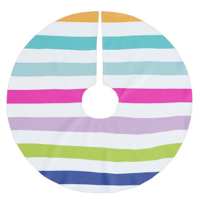 Colourful Stripes Brushed Polyester Tree Skirt (Front)