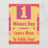 Colourful Stripes Bunco Table Card #1 to 4