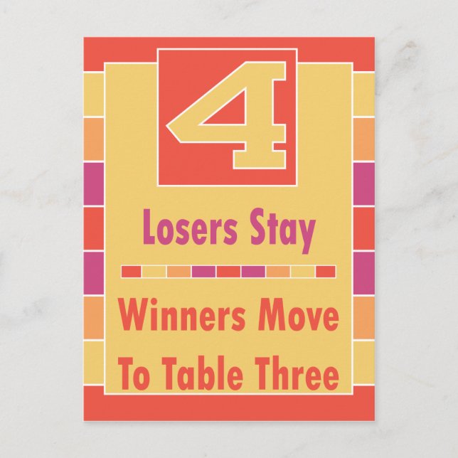 Colourful Stripes Bunco Table Card #4 to 3 (Front)