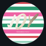 Colourful Stripes Christmas Gold Foil JOY  Classic Round Sticker<br><div class="desc">Add a pop of festive cheer with our classic Christmas collection,  featuring a bright and colourful typographic design. Perfect for spreading joy,  these bold and vibrant cards and invitations bring a playful twist to traditional holiday greetings. Customise each piece to make your holiday season merry,  bright,  and uniquely yours!</div>