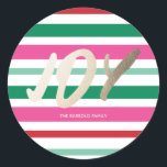 Colourful Stripes Christmas Gold Foil JOY  Classic Round Sticker<br><div class="desc">Add a pop of festive cheer with our classic Christmas collection,  featuring a bright and colourful typographic design. Perfect for spreading joy,  these bold and vibrant cards and invitations bring a playful twist to traditional holiday greetings. Customise each piece to make your holiday season merry,  bright,  and uniquely yours!</div>