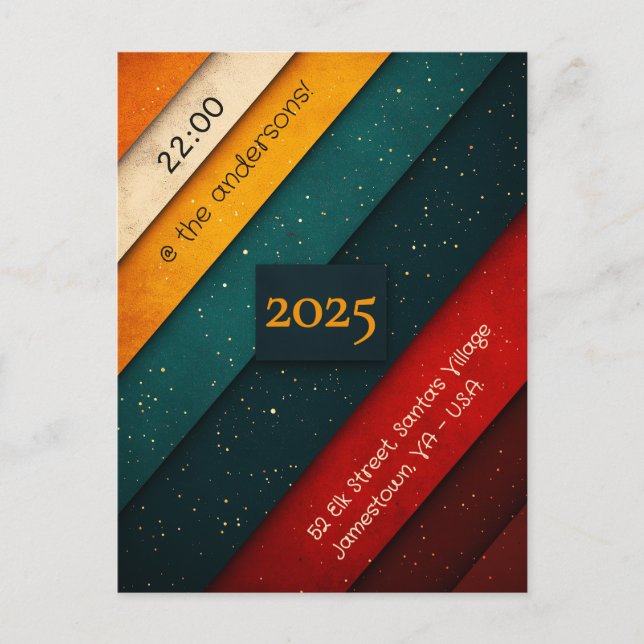 Colourful Stripes Christmas Party Holiday Postcard (Front)