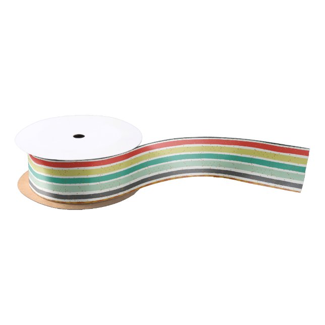 Colourful Stripes Christmas Sparkles Pattern Satin Ribbon (Spool)