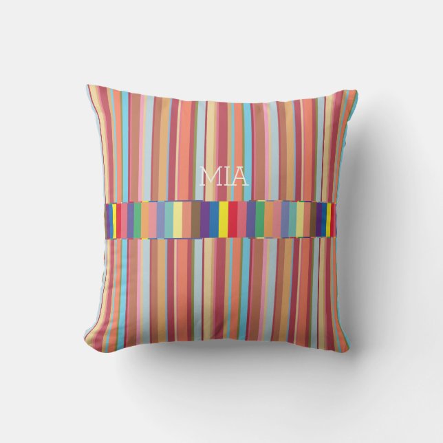 colourful stripes, cool & geometric, custom cushion (Front)