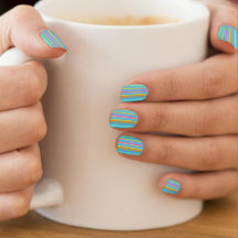 Colourful Stripes Cust. BG Colour Nail Art Decals