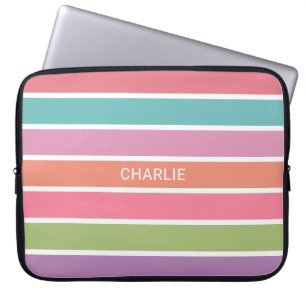 Colourful Stripes custom name laptop sleeves