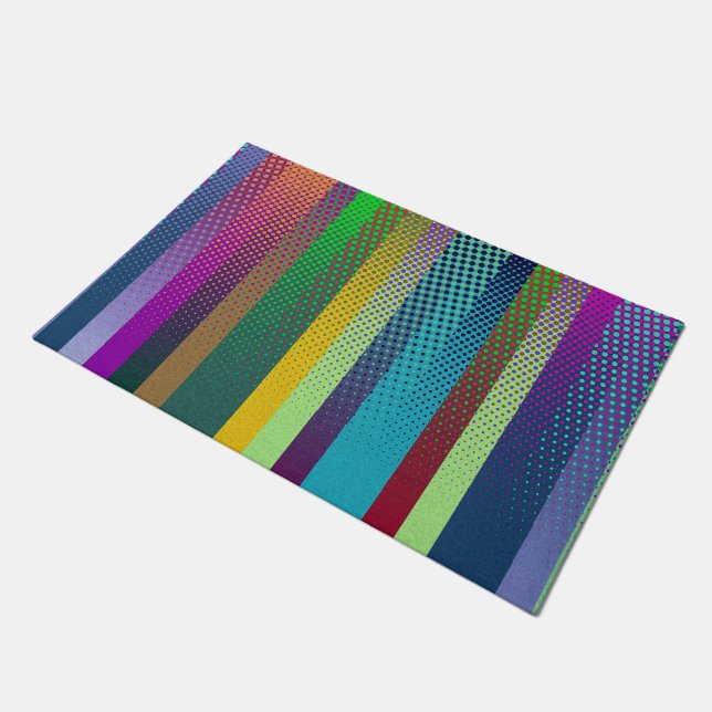 Colourful Stripes & Dots Pattern + your ideas Doormat (Angled)