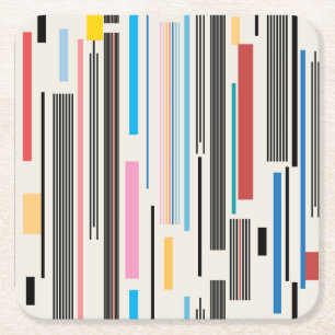 Colourful Stripes: Graphic Pattern Mix Square Paper Coaster