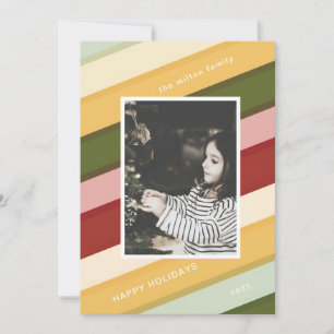 Colourful Stripes Holiday One Photo Card