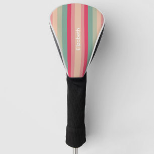 Colourful Stripes in Pink, Orange & Green Golf Head Cover