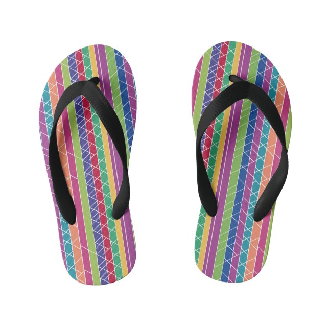 Colourful Stripes Kid's Jandals (Footbed)