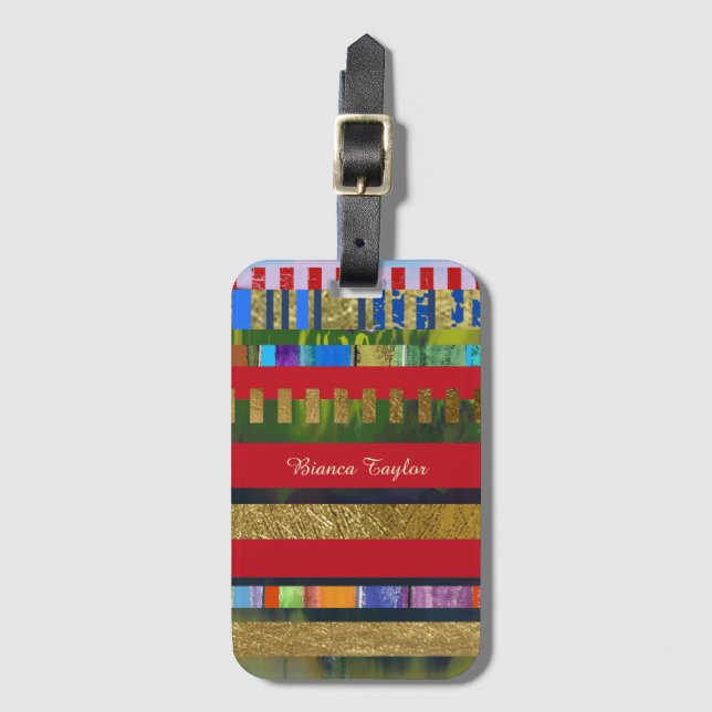 Colourful stripes luggage tag (Front Vertical)