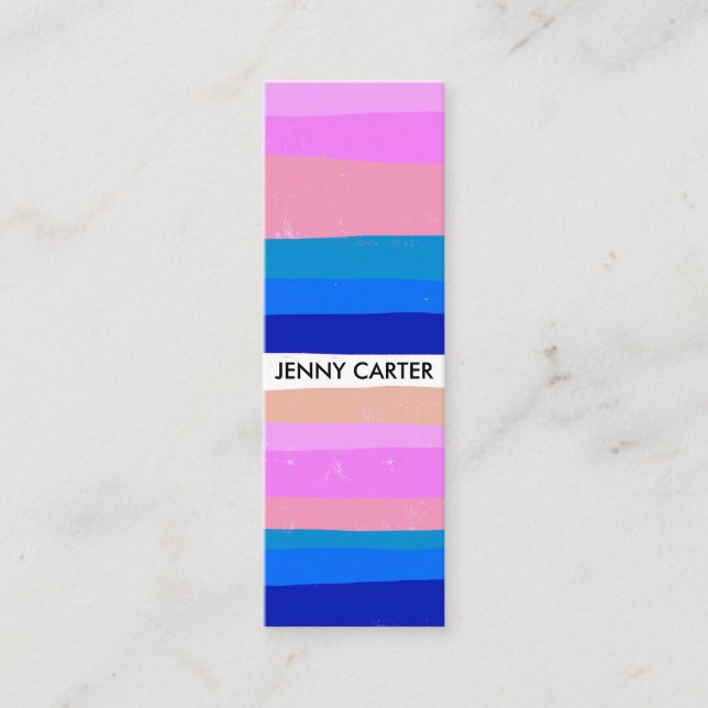 Colourful Stripes Minimalist Cool Mini Business Card (Front)
