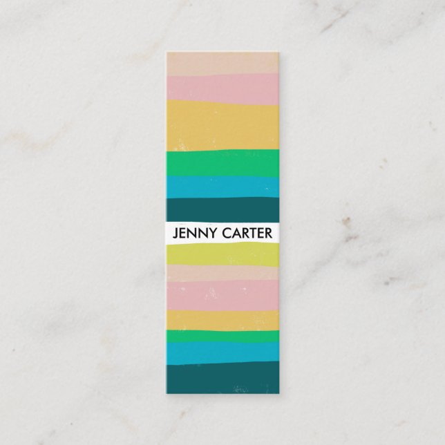Colourful Stripes Minimalist Cool Mini Business Card (Front)