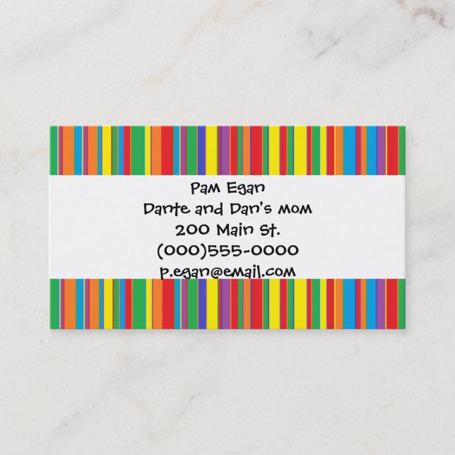 "Colourful Stripes" Mummy Contact Cards (Front)
