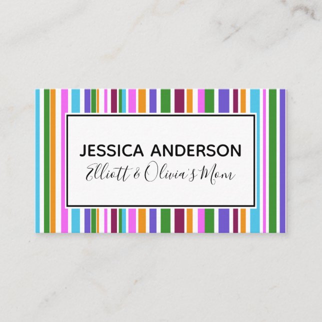 Colourful Stripes Mummy Playdate Calling Card (Front)