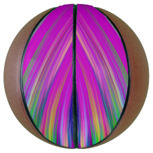 Colourful stripes on fuchsia background, modern basketball