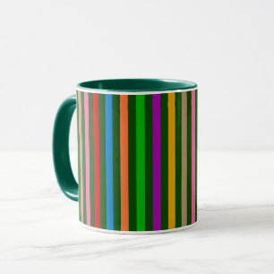 Colourful Stripes On Green Pattern Design Mug