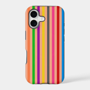 Colourful Stripes On Orange Pattern Design