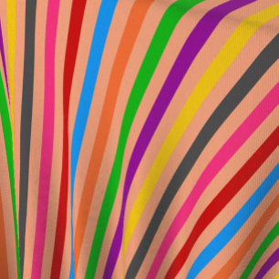 Colourful Stripes On Orange Pattern Design  Fabric