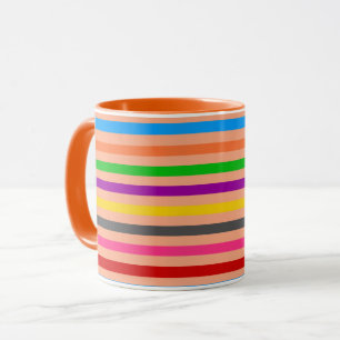 Colourful Stripes On Orange Pattern Design Mug
