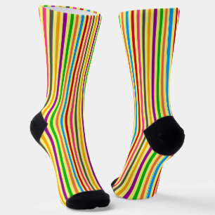 Colourful Stripes On Orange Pattern Design Socks