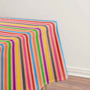Colourful Stripes On Orange Pattern Design Tablecloth