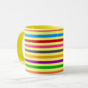 Colourful Stripes On Yellow Pattern Design Mug