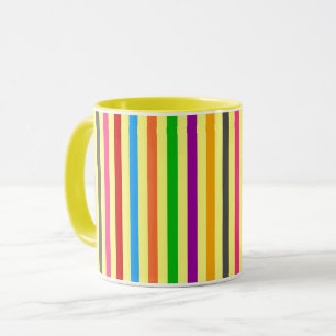 Colourful Stripes On Yellow Pattern Design Mug