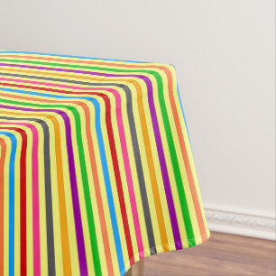 Colourful Stripes On Yellow Pattern Design Tablecloth