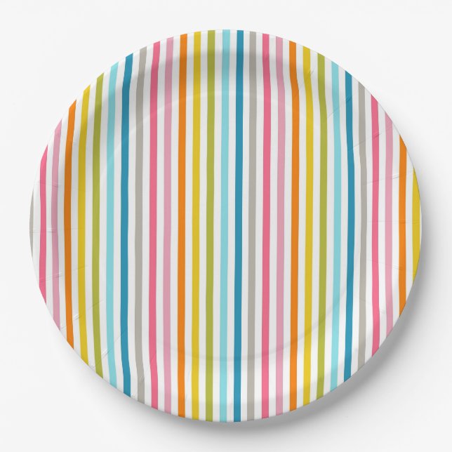 Colourful Stripes Pattern-93861 Paper Plate (Front)