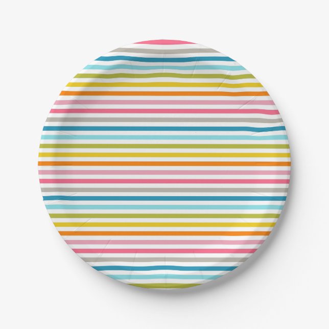 Colourful Stripes Pattern-93861 Paper Plate (Front)
