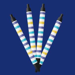 Colourful Stripes Pattern Back To School Black Ink Pen