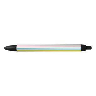Colourful Stripes Pattern Black Ink Pen